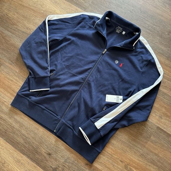NWT Polo Ralph Lauren Track Jacket‎ Navy Blue White Mens Sz XL NWT